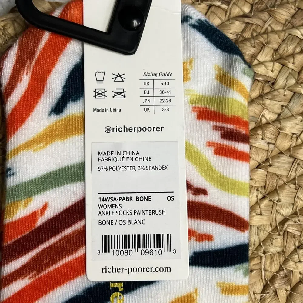 Richer Poorer Women’s Ankle Socks Paintbrush Stripes Lightweight Colorful